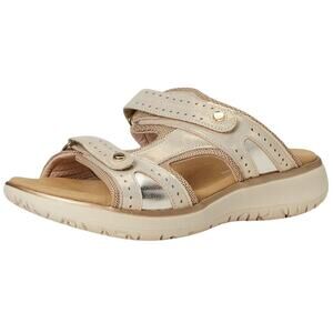 SAS Womens Embark Adjustable Comfort Sport Slide Sandals US 9 M Gold Leather GUC